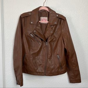 Levi’s Brown Faux Leather Moto Jacket SZ XL